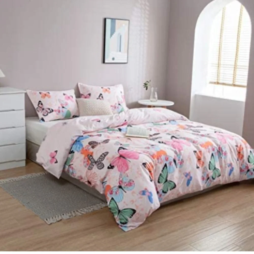 New LAMEJOR Butterflies Duvet Shams Queen Set of 3